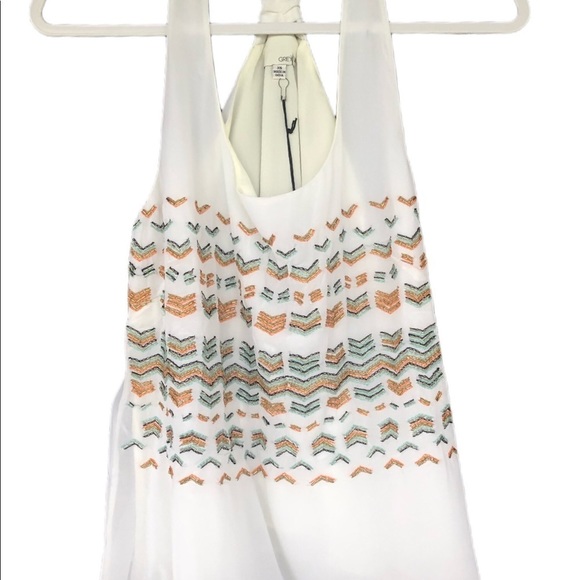NWT Greylin XS Beaded Racer Back Tank White Lined - Picture 1 of 13